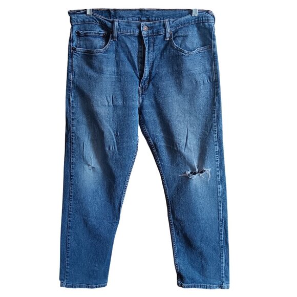 36x30 Levis 505 Jeans Regular Fit Distressed trash Denim Straight Leg Red Tab - Picture 2 of 7